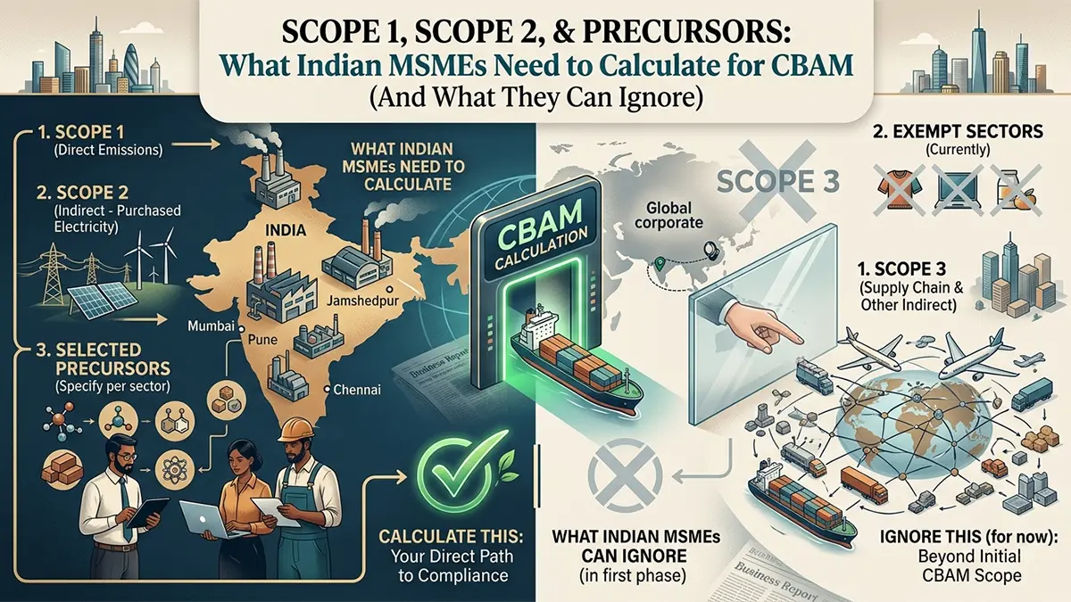 Scope 1, Scope 2, and Precursors: What Indian MSMEs Need to Calculate for CBAM (And What They Can Ignore)