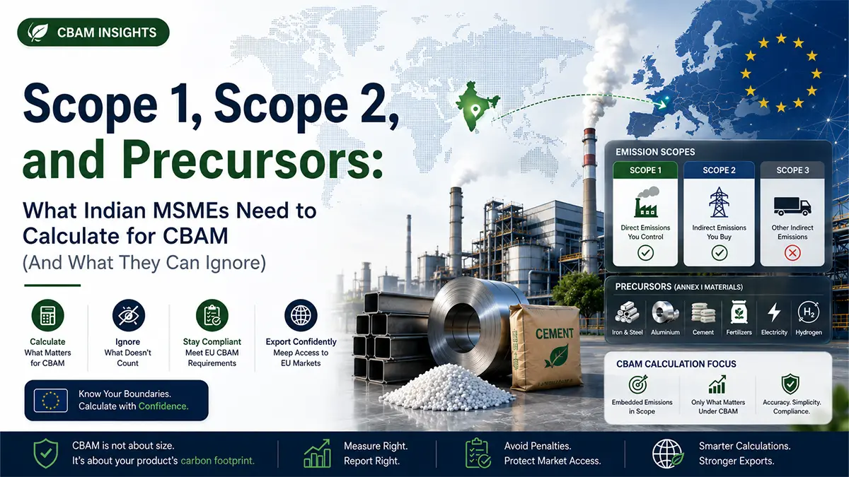 Scope 1, Scope 2, and Precursors: What Indian MSMEs Need to Calculate for CBAM (And What They Can Ignore)